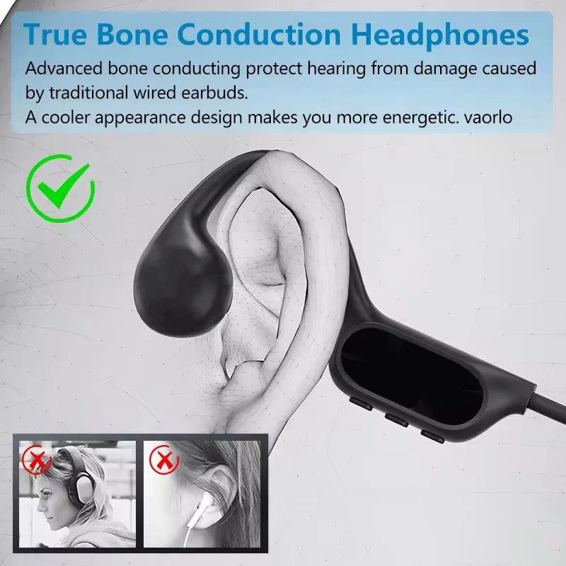 Xiaomi Bone Conduction Earphones Bluetooth 5.4 Wireless Headphones Sports Headset with HD Clear Mic for Workout Running Driving