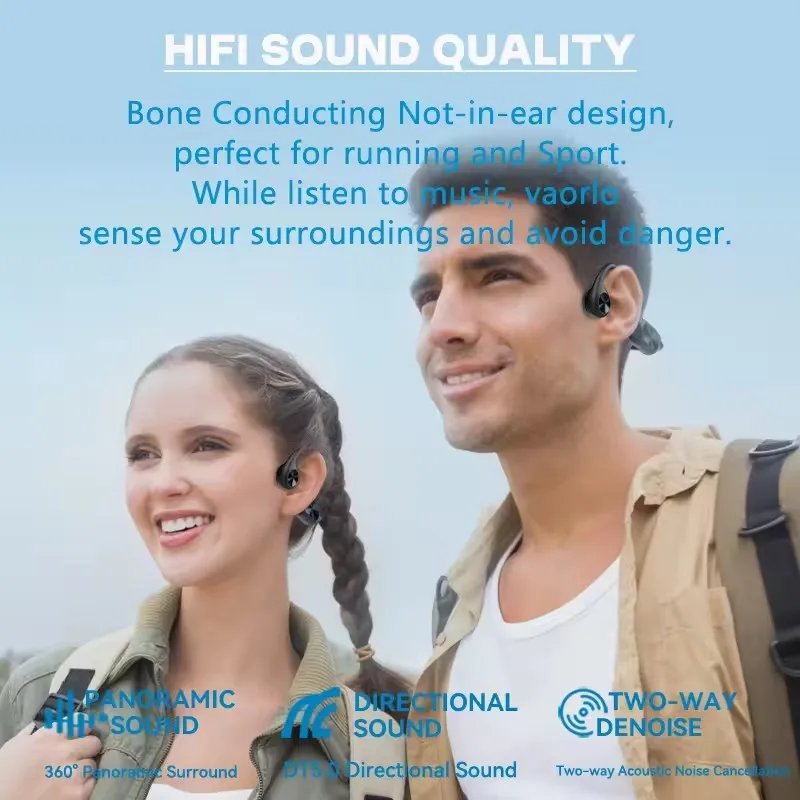 Xiaomi Bone Conduction Earphones Bluetooth 5.4 Wireless Headphones Sports Headset with HD Clear Mic for Workout Running Driving