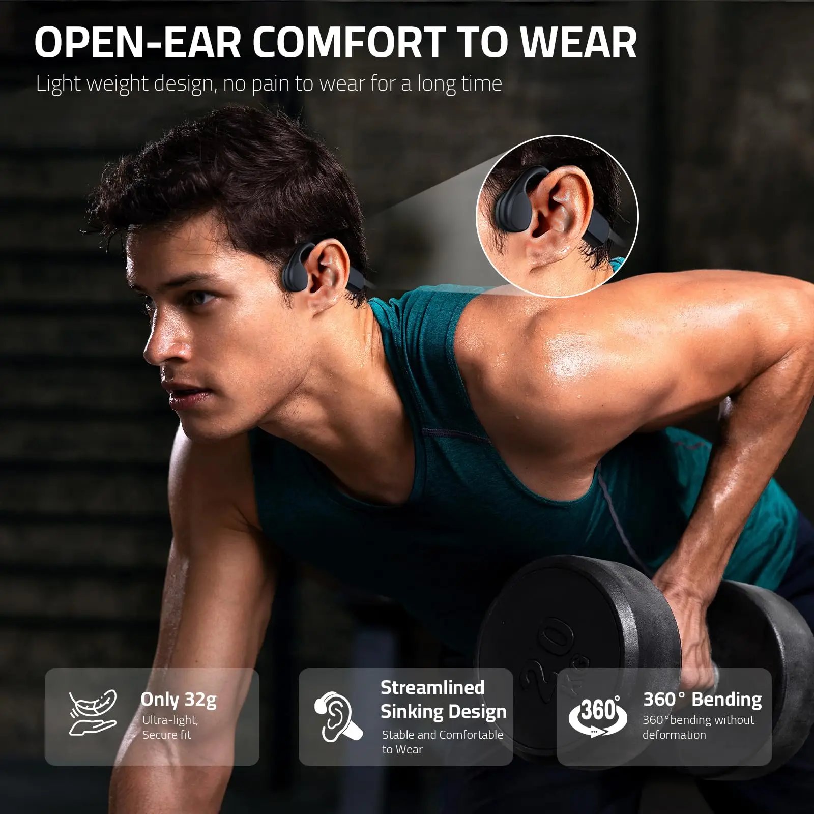 Wireless Earphone for shokz open Sports Bone Conduction Bluetooth IPX8 Waterproof Headphones With 32G RAM Mp3 Music Microphone Wireless Earphone for shokz open Sports Bone Conduction Bluetooth IPX8 Waterproof Headphones With 32G RAM Mp3 Music Microphone