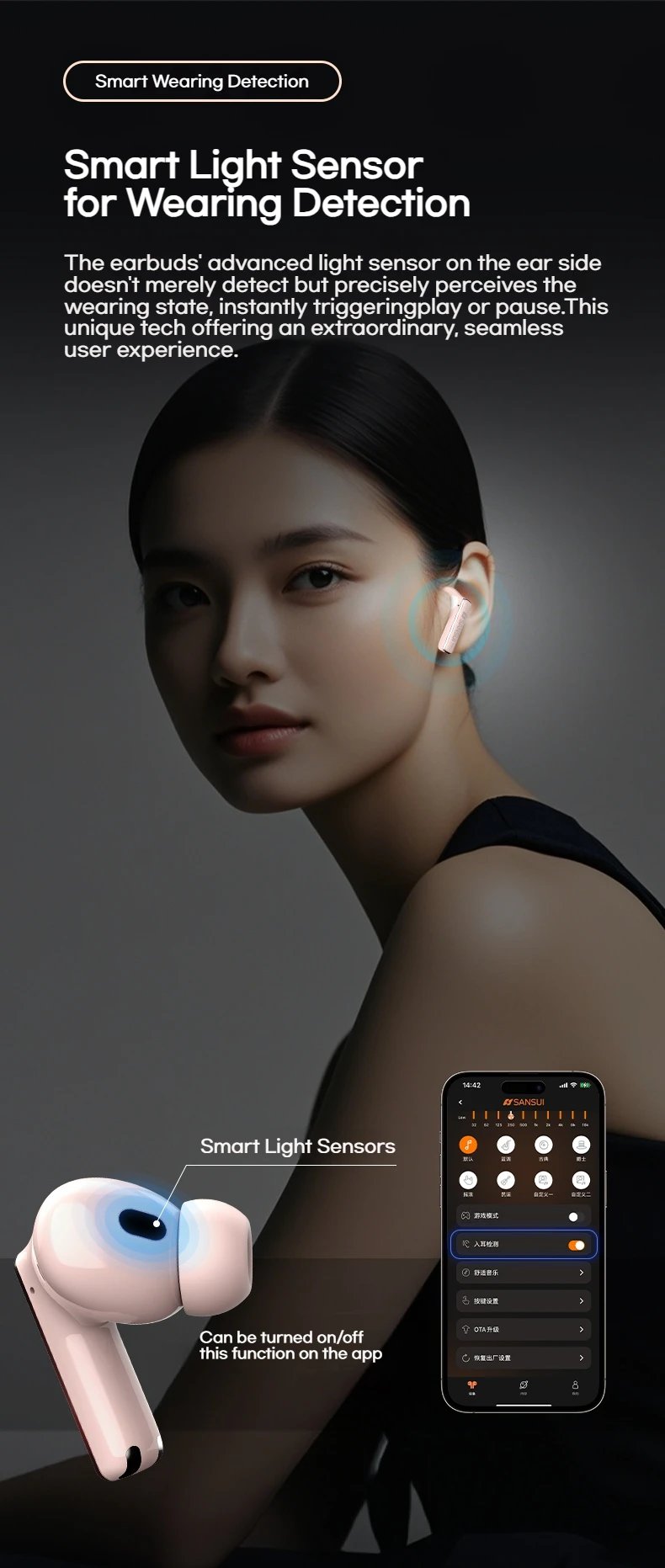 Sansui ANC Bluetooth TWS Earbuds -52dB Active Noise Cancelling Bluetooth 5.4 Headphone Ture Wireless Earphones 6 Mic HD Calls Sansui ANC Bluetooth TWS Earbuds -52dB Active Noise Cancelling Bluetooth 5.4 Headphone Ture Wireless Earphones 6 Mic HD Calls