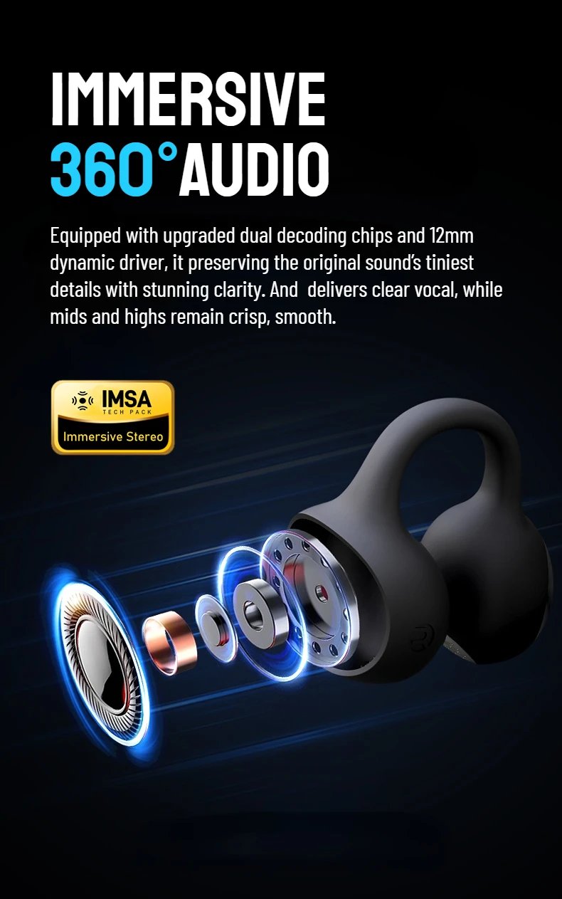 SANSUI W68 OWS Ear Clip Headphones High Quality Wireless Bluetooth Earphones Air Conduction TWS Wireless Earbuds with Smart APP SANSUI W68 OWS Ear Clip Headphones High Quality Wireless Bluetooth Earphones Air Conduction TWS Wireless Earbuds with Smart APP