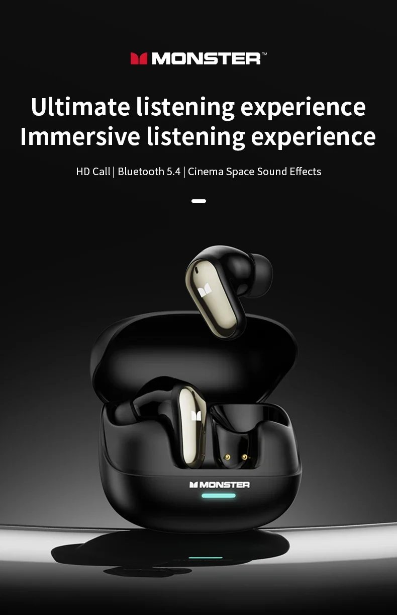 New Monster MQT52 TWS Wireless Gaming Headset Bluetooth 5.4 HIFI Stereo Music Earphones Talking Noise Canceling Earbuds New Monster MQT52 TWS Wireless Gaming Headset Bluetooth 5.4 HIFI Stereo Music Earphones Talking Noise Canceling Earbuds