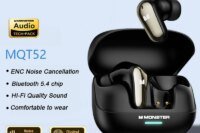 New Monster MQT52 TWS Wireless Gaming Headset Bluetooth 5.4 HIFI Stereo Music Earphones Talking Noise Canceling Earbuds