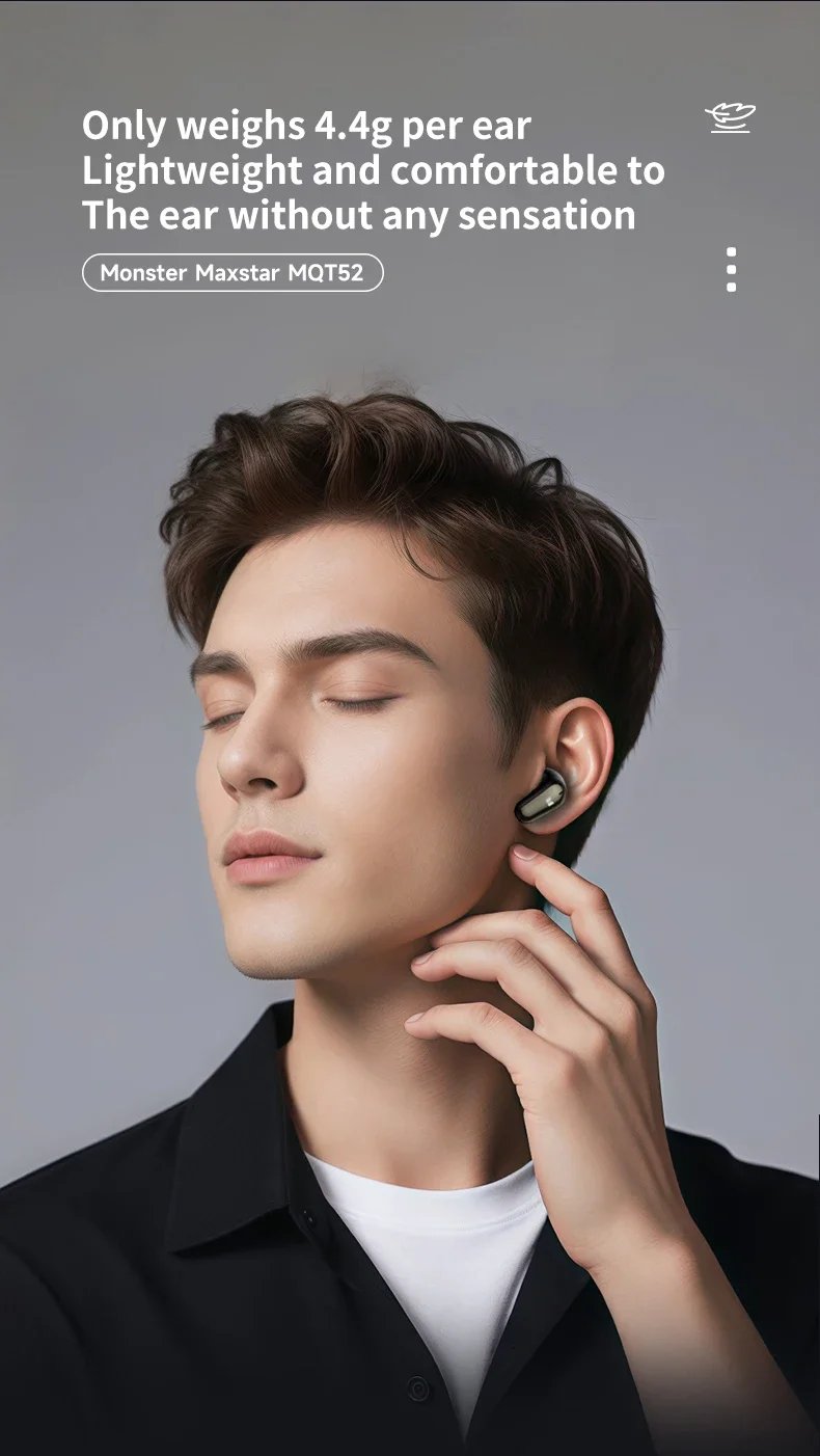 New Monster MQT52 TWS Wireless Gaming Headset Bluetooth 5.4 HIFI Stereo Music Earphones Talking Noise Canceling Earbuds New Monster MQT52 TWS Wireless Gaming Headset Bluetooth 5.4 HIFI Stereo Music Earphones Talking Noise Canceling Earbuds