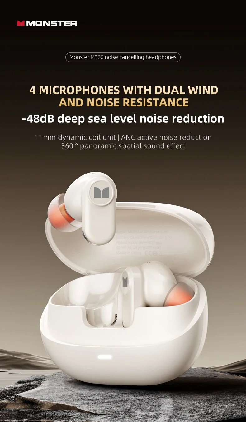 Monster AIRSTAR M300 OWS Gaming Wireless Earphones Bluetooth 6.0 Ear Clip Sports Earbuds HD Calls Noise Cancelling Headphones Monster AIRSTAR M300 OWS Gaming Wireless Earphones Bluetooth 6.0 Ear Clip Sports Earbuds HD Calls Noise Cancelling Headphones