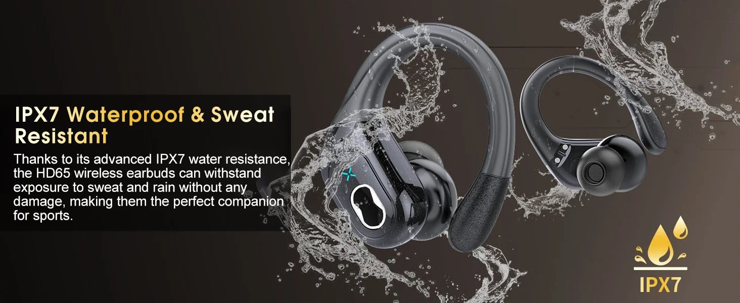 Wireless Earbuds Bluetooth 5.4, 75H Playtime Hi-Fi Stereo Deep Bass, ENC Mic IPX7 Waterproof Earhooks Sport Earphones.