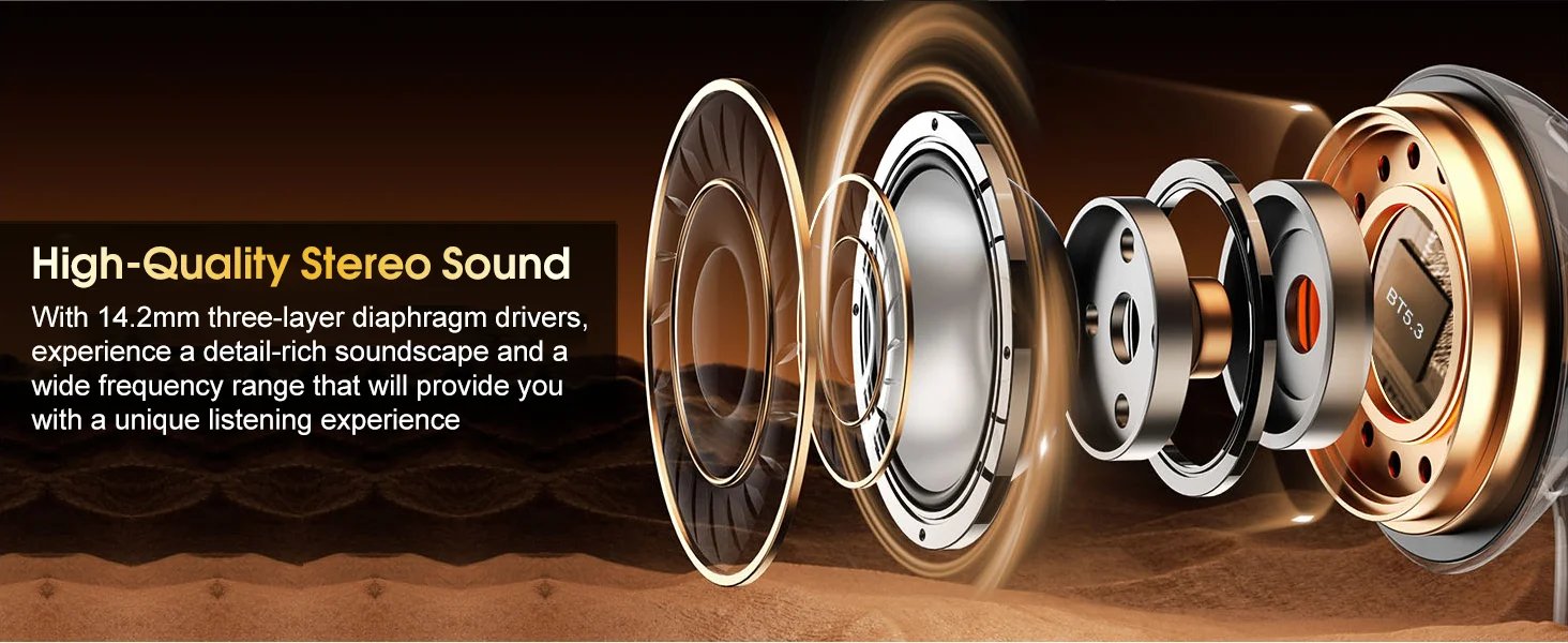 Wireless Earbuds Bluetooth 5.4, 75H Playtime Hi-Fi Stereo Deep Bass, ENC Mic IPX7 Waterproof Earhooks Sport Earphones.