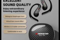 Monster MQO37 Gaming Earphones TWS Bluetooth 6.0 Noise Reduction Sport Headphone HiFi Stereo Music HD Call Headphones for Xiaomi