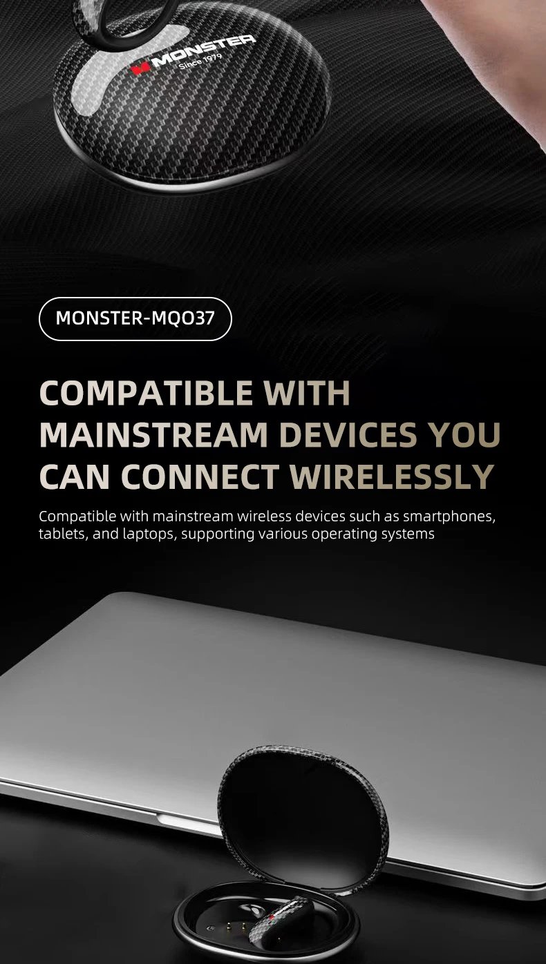 Monster MQO37 Gaming Earphones TWS Bluetooth 6.0 Noise Reduction Sport Headphone HiFi Stereo Music HD Call Headphones for Xiaomi Monster MQO37 Gaming Earphones TWS Bluetooth 6.0 Noise Reduction Sport Headphone HiFi Stereo Music HD Call Headphones for Xiaomi