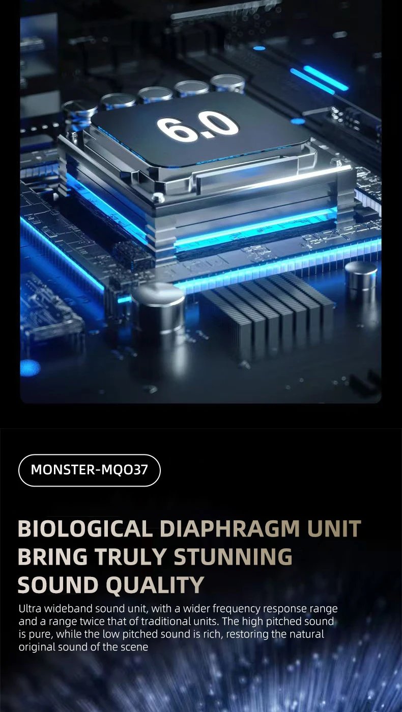 Monster MQO37 Gaming Earphones TWS Bluetooth 6.0 Noise Reduction Sport Headphone HiFi Stereo Music HD Call Headphones for Xiaomi Monster MQO37 Gaming Earphones TWS Bluetooth 6.0 Noise Reduction Sport Headphone HiFi Stereo Music HD Call Headphones for Xiaomi