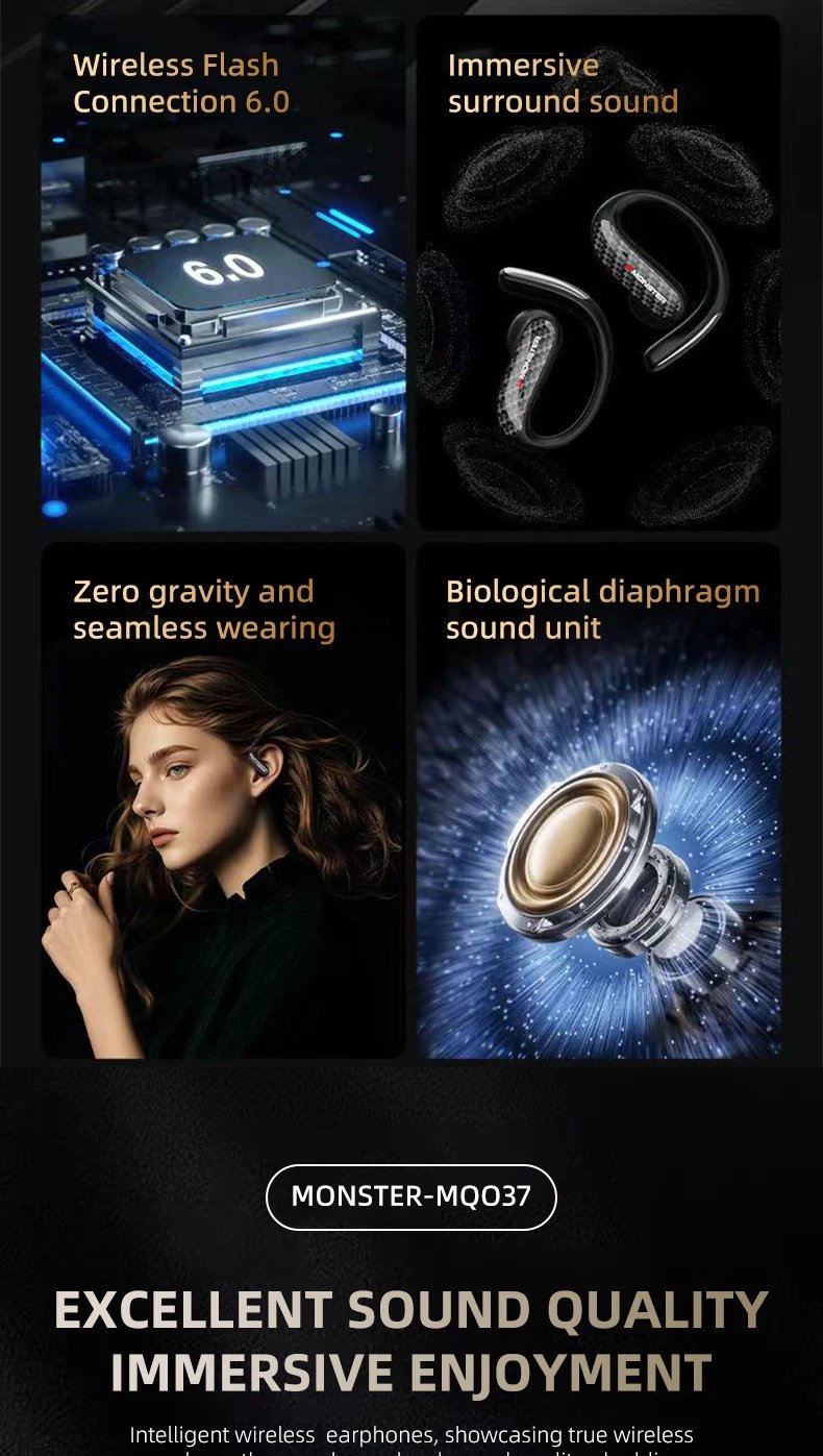 Monster MQO37 Gaming Earphones TWS Bluetooth 6.0 Noise Reduction Sport Headphone HiFi Stereo Music HD Call Headphones for Xiaomi Monster MQO37 Gaming Earphones TWS Bluetooth 6.0 Noise Reduction Sport Headphone HiFi Stereo Music HD Call Headphones for Xiaomi