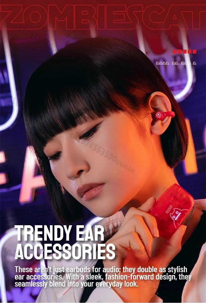 Zombiescat S4 Ear Clip Bluetooth Headphones Transparent Clip On Ear OWS Earphones True Wireless Earbuds for for Sports/Daily Use Zombiescat S4 Ear Clip Bluetooth Headphones Transparent Clip On Ear OWS Earphones True Wireless Earbuds for for Sports/Daily Use