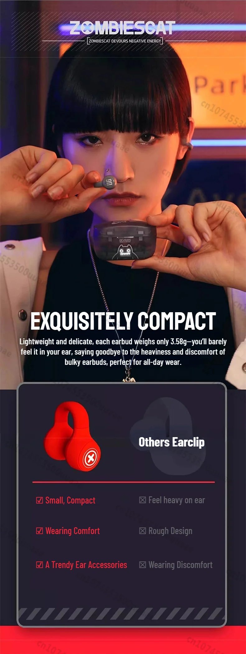 Zombiescat S4 Ear Clip Bluetooth Headphones Transparent Clip On Ear OWS Earphones True Wireless Earbuds for for Sports/Daily Use Zombiescat S4 Ear Clip Bluetooth Headphones Transparent Clip On Ear OWS Earphones True Wireless Earbuds for for Sports/Daily Use