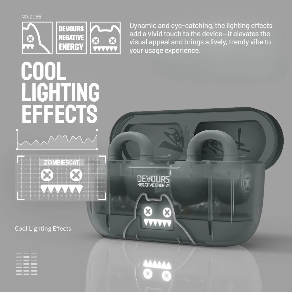 Zombiescat S4 Ear Clip Bluetooth Headphones Transparent Clip On Ear OWS Earphones True Wireless Earbuds for for Sports/Daily Use - Image 6