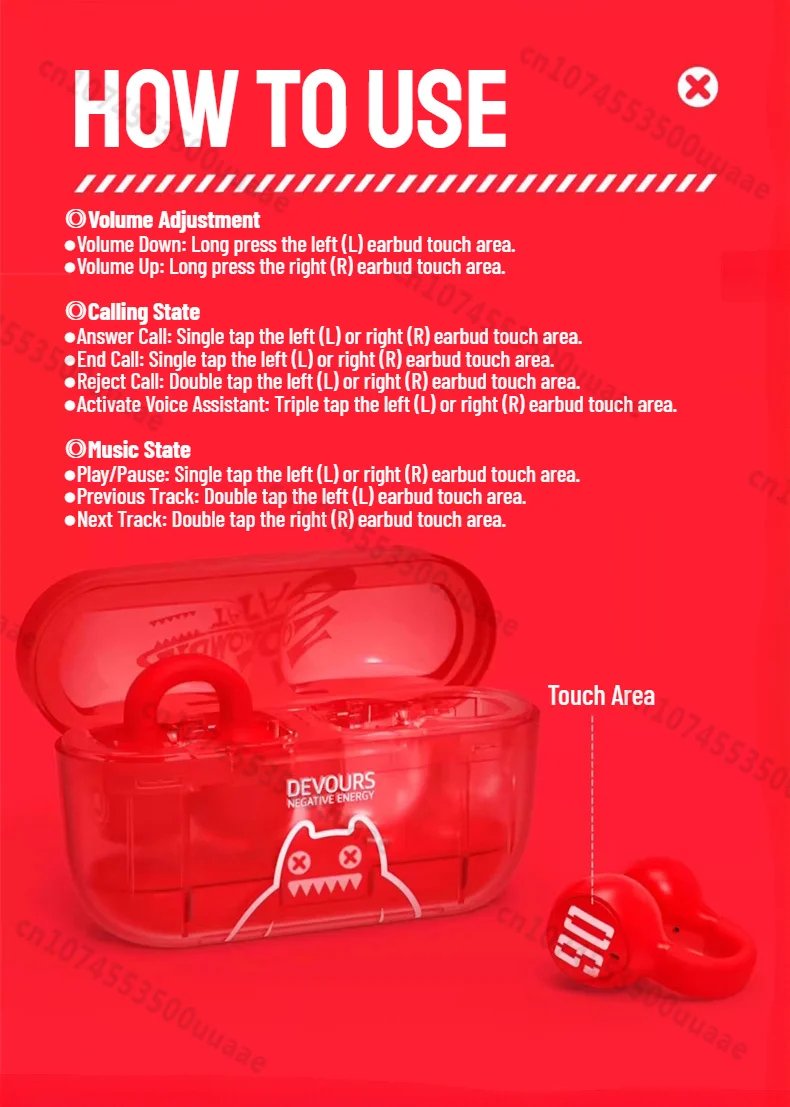 Zombiescat S4 Ear Clip Bluetooth Headphones Transparent Clip On Ear OWS Earphones True Wireless Earbuds for for Sports/Daily Use Zombiescat S4 Ear Clip Bluetooth Headphones Transparent Clip On Ear OWS Earphones True Wireless Earbuds for for Sports/Daily Use