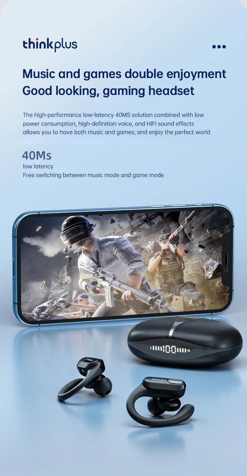 Lenovo XT80 Sports Wireless Headphones with Mics, Button Control, LED Power Display,Hifi Stereo Sound Lenovo XT80 Sports Wireless Headphones with Mics, Button Control, LED Power Display,Hifi Stereo Sound