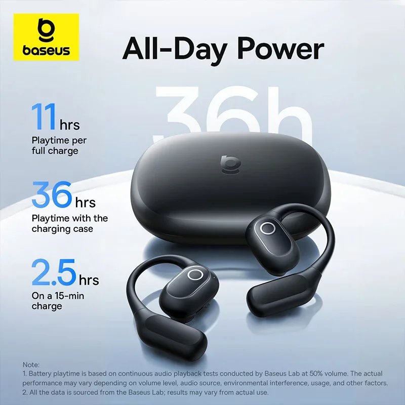 Baseus Eli 2i Fit Open-Ear Earphones True Wireless Bluetooth 6.0 Ear Hooks Headphones IPX5 Waterproof Sports Earbuds Bass Boost - Image 6