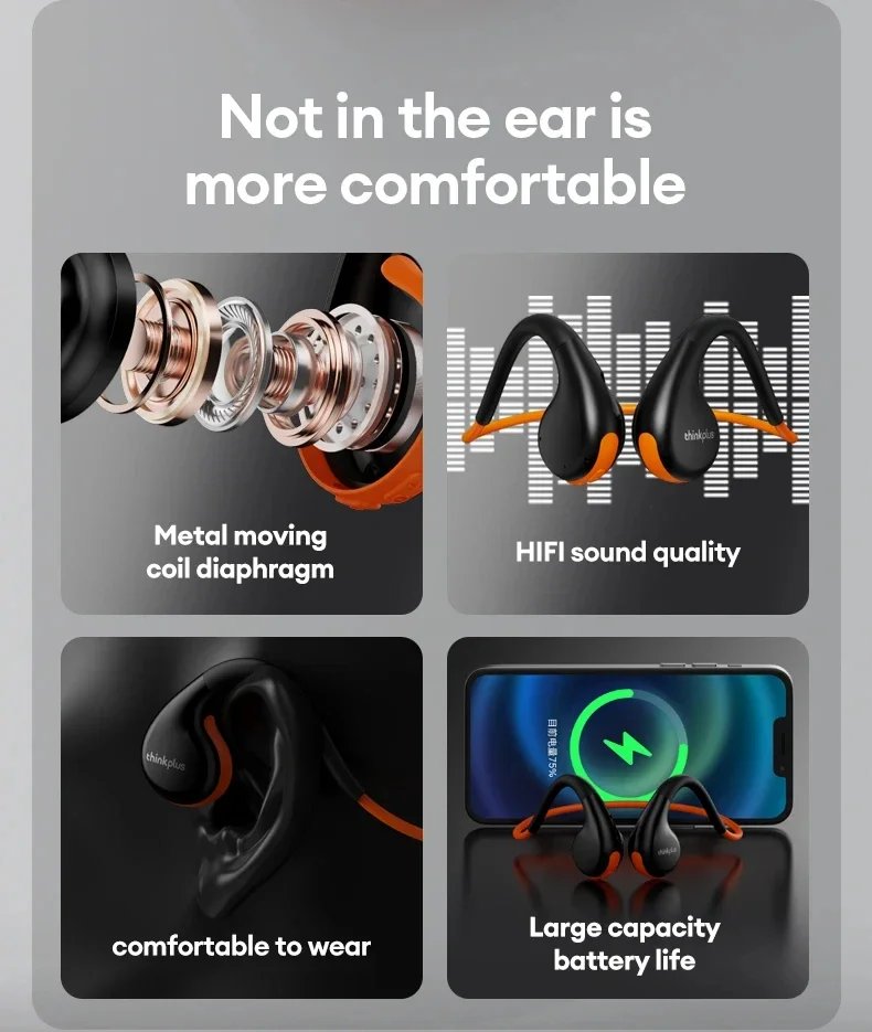 Original Lenovo X7 Air Conduction Headphone Wireless Bluetooth 5.3 Earphones Bone Conduction Sports Headset Outdoor EarHook Mic Original Lenovo X7 Air Conduction Headphone Wireless Bluetooth 5.3 Earphones Bone Conduction Sports Headset Outdoor EarHook Mic