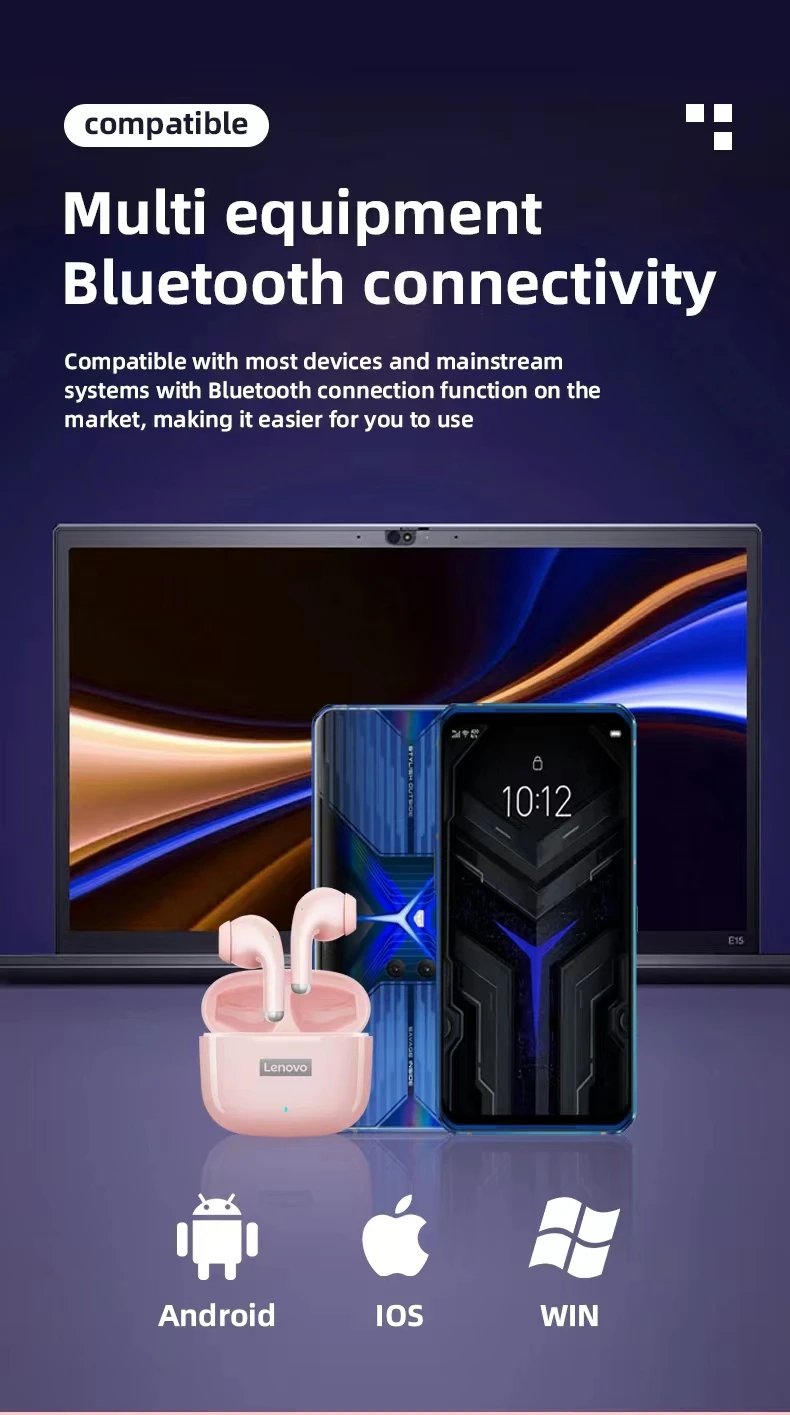 New Lenovo LP40 Pro Bluetooth V5.3 Earphones Punchy Bass Sound Headset Full Compatible Low Latency Game Sports Music Headphones New Lenovo LP40 Pro Bluetooth V5.3 Earphones Punchy Bass Sound Headset Full Compatible Low Latency Game Sports Music Headphones