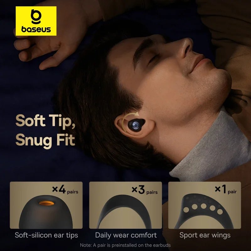 Baseus Bowie MA10 Pro ANC Wireless Earphones 48dB Hybrid ANC Bluetooth 5.3 Earbuds IPX6 Waterproof 4-Mics ENC Sports Headphones - Image 6