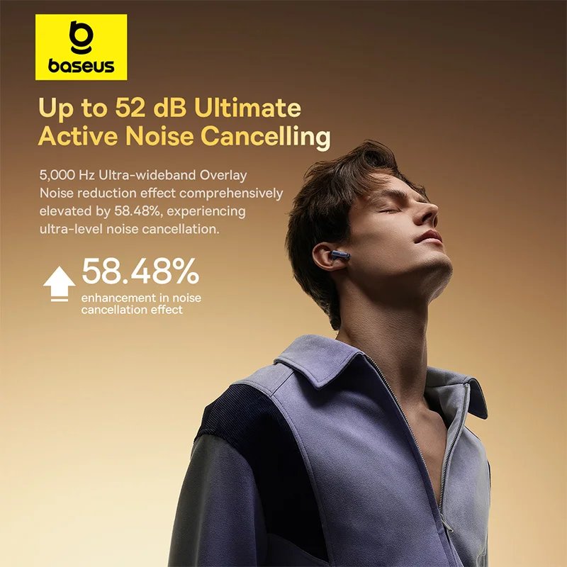 Baseus Bowie M2s Ultra Wireless Earphones Smart Screen 52dB Noise Cancelling Bluetooth 5.4 Headphones 3D Audio Spatial Earbuds - Image 3