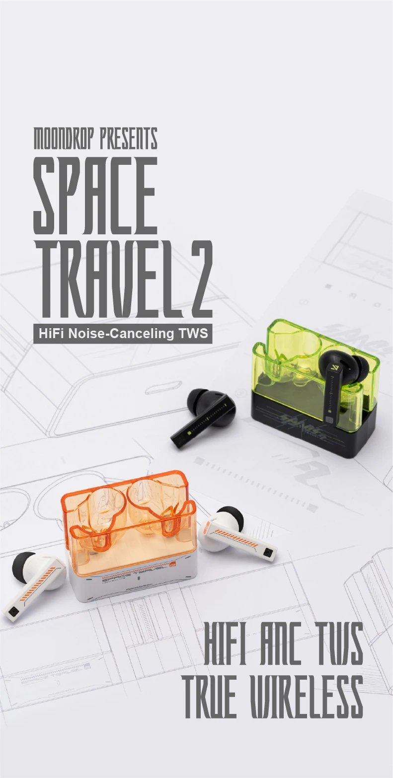MOONDROP Space Travel 2 earphone HiFi Noise-Canceling TWS wiress Bluetooth 6.0 ANC Low-latency Game Mode SBC/AAC gaming headset MOONDROP Space Travel 2 earphone HiFi Noise-Canceling TWS wiress Bluetooth 6.0 ANC Low-latency Game Mode SBC/AAC gaming headset