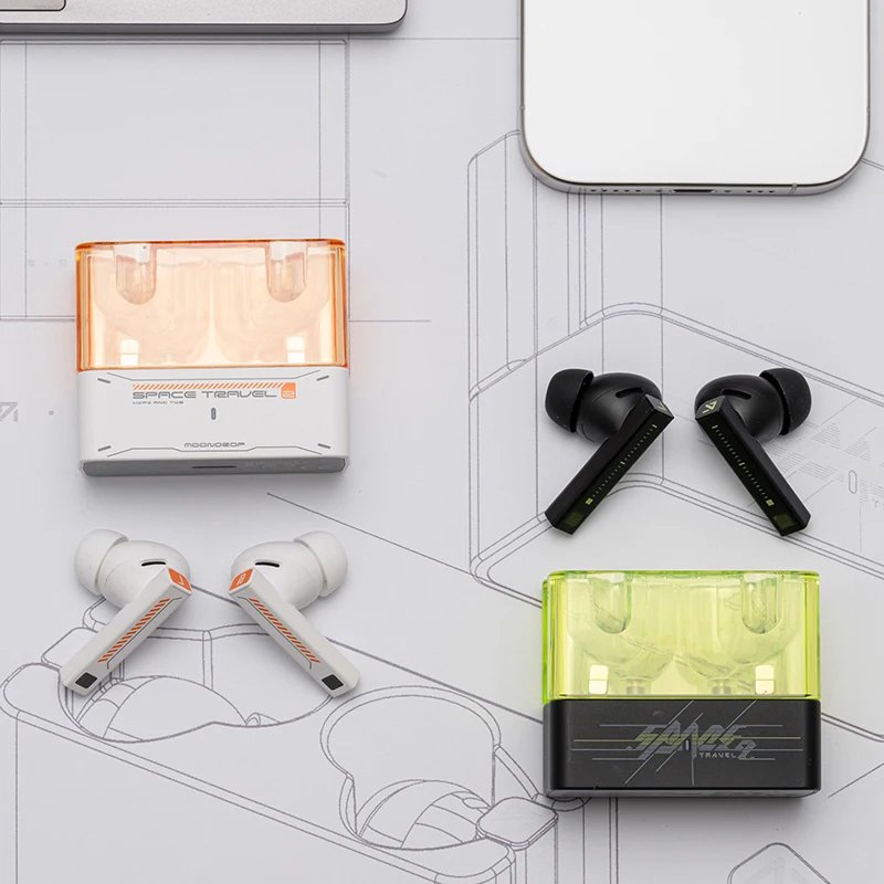 MOONDROP Space Travel 2 earphone HiFi Noise-Canceling TWS wiress Bluetooth 6.0 ANC Low-latency Game Mode SBC/AAC gaming headset - Image 2