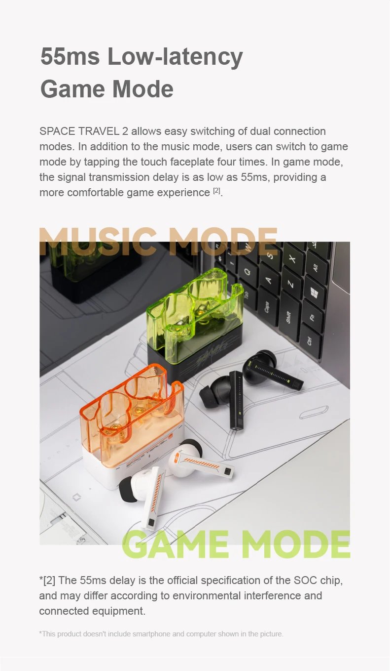 MOONDROP Space Travel 2 earphone HiFi Noise-Canceling TWS wiress Bluetooth 6.0 ANC Low-latency Game Mode SBC/AAC gaming headset MOONDROP Space Travel 2 earphone HiFi Noise-Canceling TWS wiress Bluetooth 6.0 ANC Low-latency Game Mode SBC/AAC gaming headset