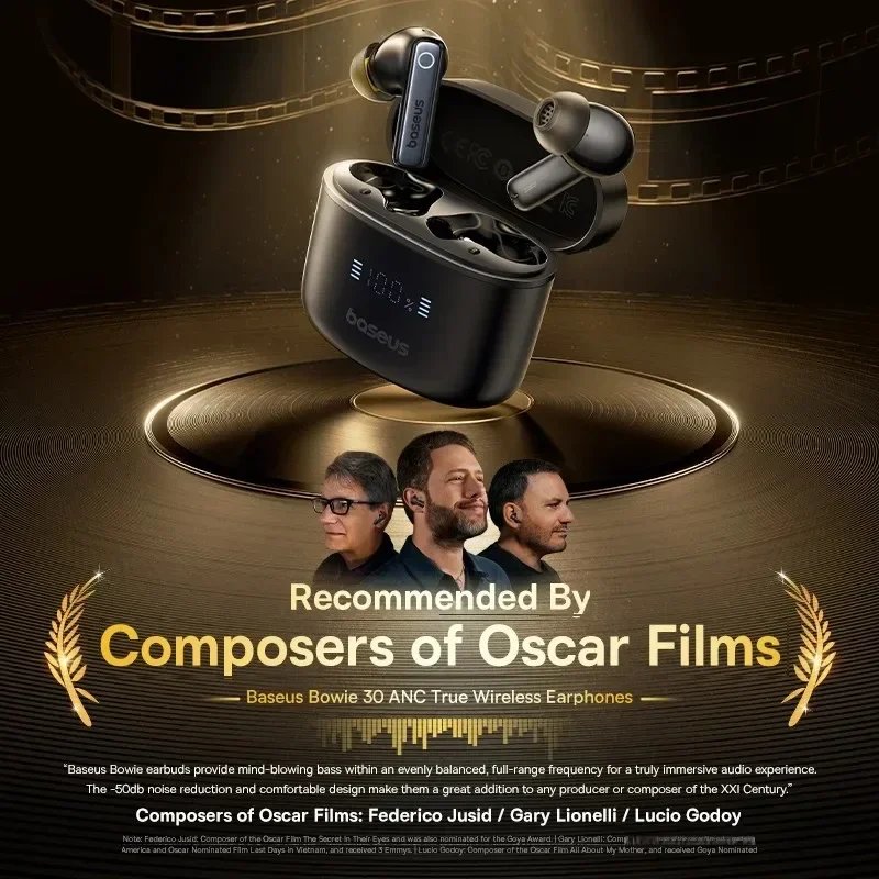 Baseus Bowie 30 Wireless Earphones 50dB Noise Reduction 65Hrs Long Playtime Bluetooth 5.3 Earbuds 6 Mics AI Call Clear Big Bass - Image 4