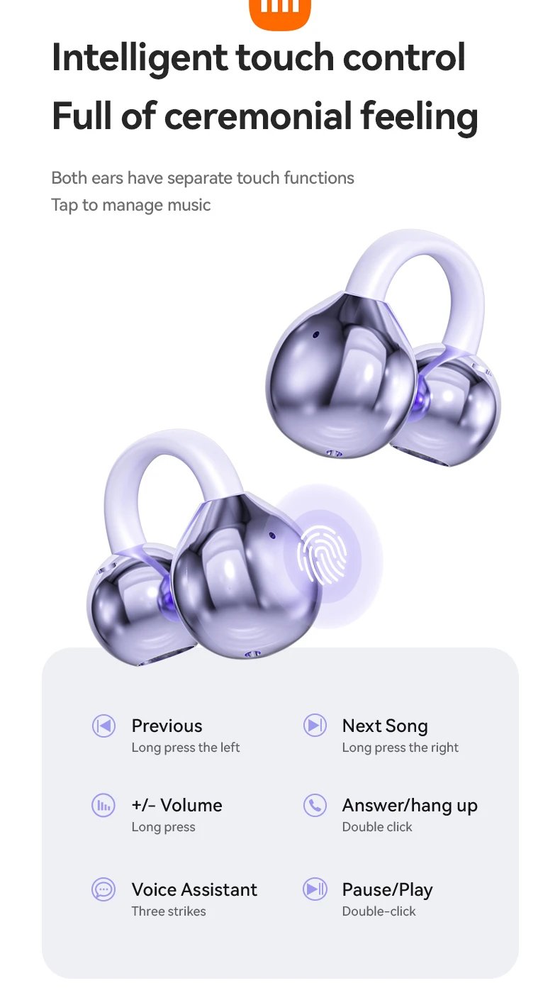 XIAOMI Mijia Wireless Earphone Open Ear M91 Ear Clip ENC Headset Bluetooth 5.4 HD Call Touch Control Headphone for Android iOS XIAOMI Mijia Wireless Earphone Open Ear M91 Ear Clip ENC Headset Bluetooth 5.4 HD Call Touch Control Headphone for Android iOS