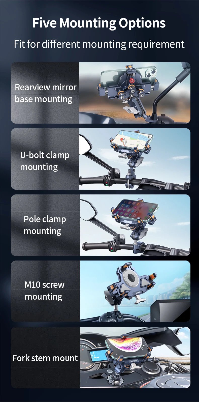 Alloy Motorcycle Phone Holder Universal High Quality Anti-Shake Motorcycle Mobile Stand 360° Adjustable Motos Navigation Bracket Alloy Motorcycle Phone Holder Universal High Quality Anti-Shake Motorcycle Mobile Stand 360° Adjustable Motos Navigation Bracket