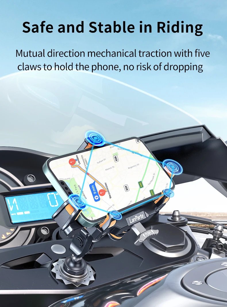 Alloy Motorcycle Phone Holder Universal High Quality Anti-Shake Motorcycle Mobile Stand 360° Adjustable Motos Navigation Bracket Alloy Motorcycle Phone Holder Universal High Quality Anti-Shake Motorcycle Mobile Stand 360° Adjustable Motos Navigation Bracket