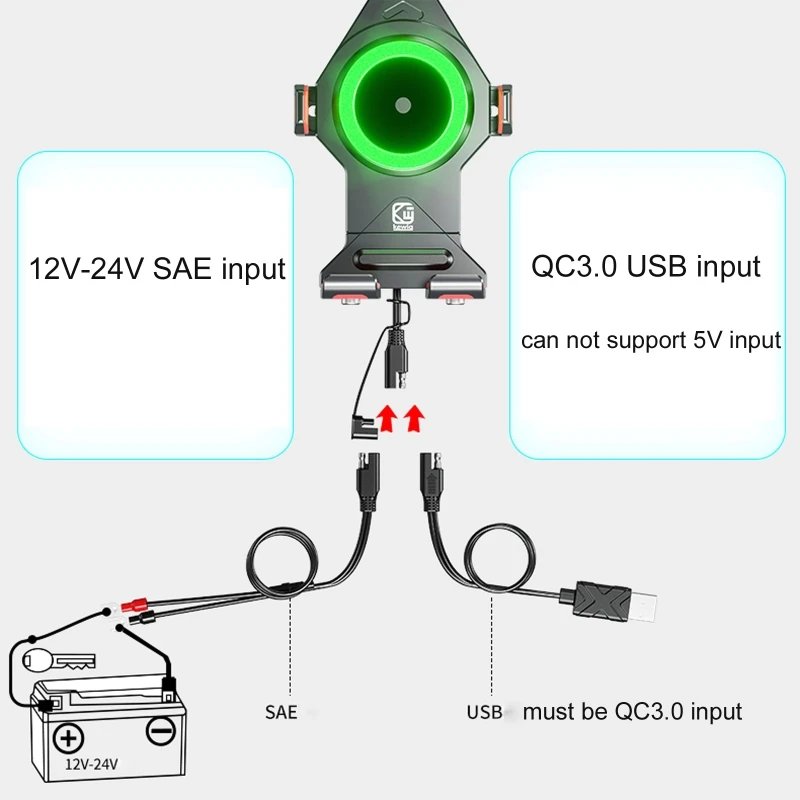 Motorcycle Mobile Phone Holder Shock Absorption Waterproof 15W Wireless Charging Full Aluminum Alloy Motorbike Handlebar Bracket