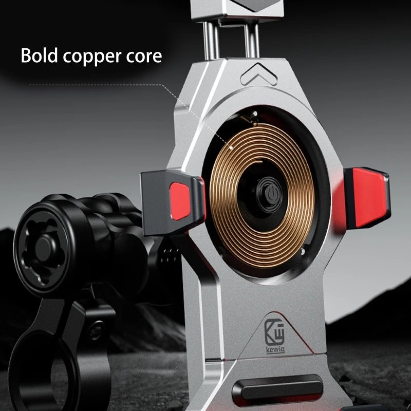 Motorcycle Mobile Phone Holder Shock Absorption Waterproof 15W Wireless Charging Full Aluminum Alloy Motorbike Handlebar Bracket