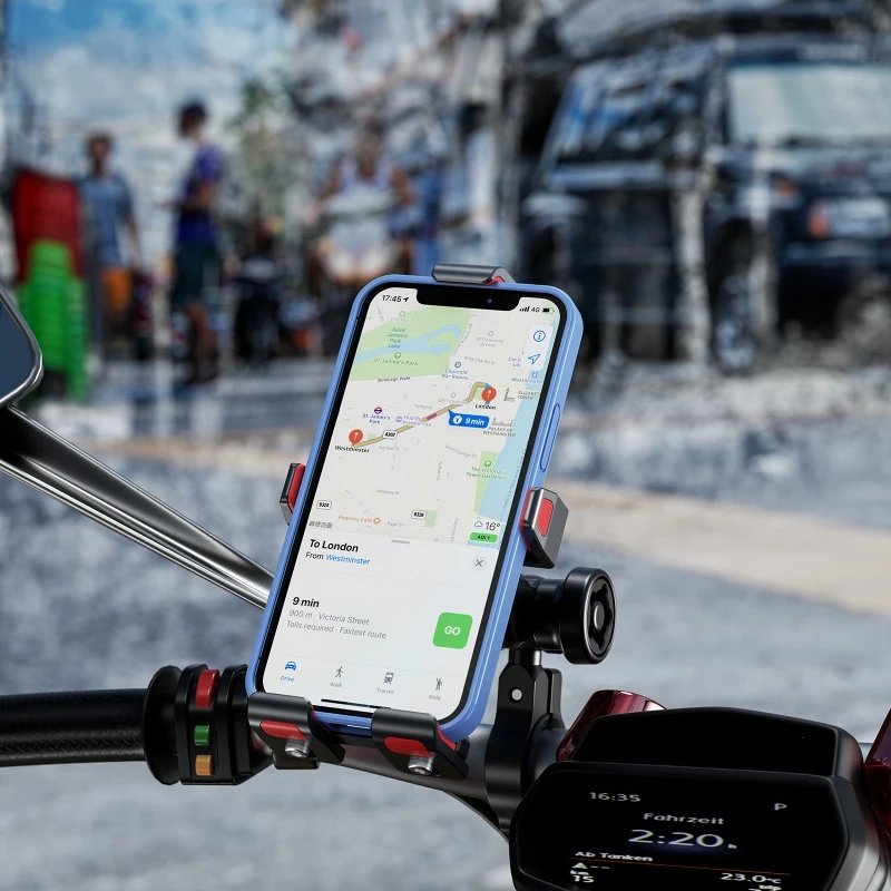 Motorcycle Mobile Phone Holder Shock Absorption Waterproof 15W Wireless Charging Full Aluminum Alloy Motorbike Handlebar Bracket