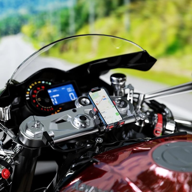 Motorcycle Mobile Phone Holder Shock Absorption Waterproof 15W Wireless Charging Full Aluminum Alloy Motorbike Handlebar Bracket