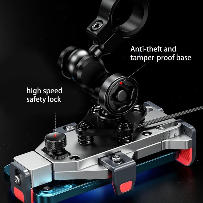 Motorcycle Mobile Phone Holder Shock Absorption Waterproof 15W Wireless Charging Full Aluminum Alloy Motorbike Handlebar Bracket