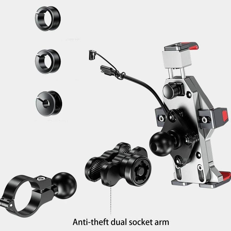 Motorcycle Mobile Phone Holder Shock Absorption Waterproof 15W Wireless Charging Full Aluminum Alloy Motorbike Handlebar Bracket