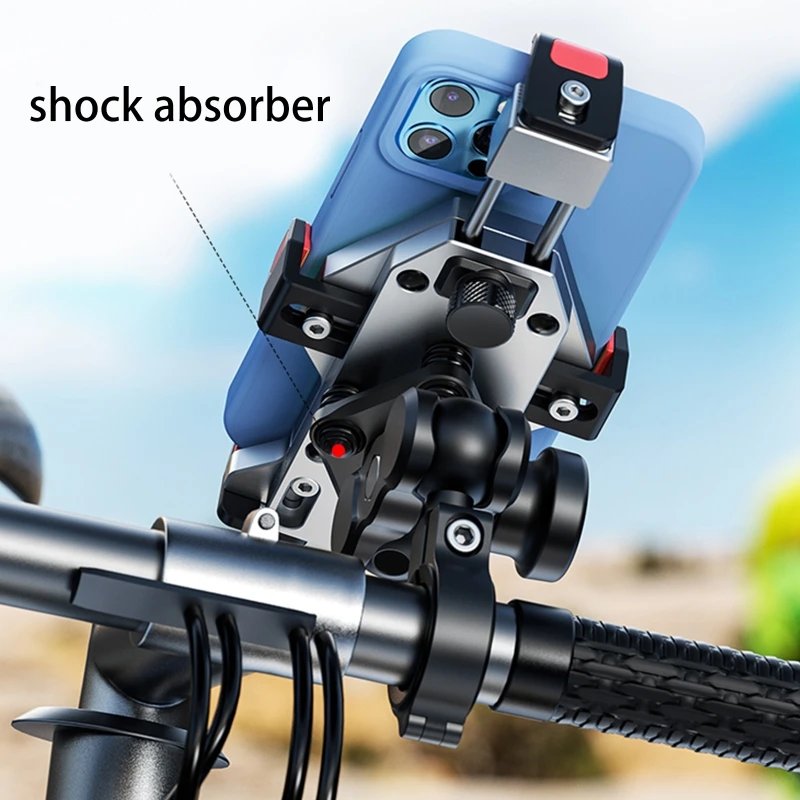 Motorcycle Mobile Phone Holder Shock Absorption Waterproof 15W Wireless Charging Full Aluminum Alloy Motorbike Handlebar Bracket
