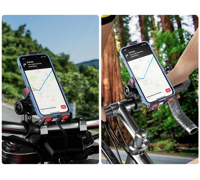 Motorcycle Mobile Phone Holder Shock Absorption Waterproof 15W Wireless Charging Full Aluminum Alloy Motorbike Handlebar Bracket
