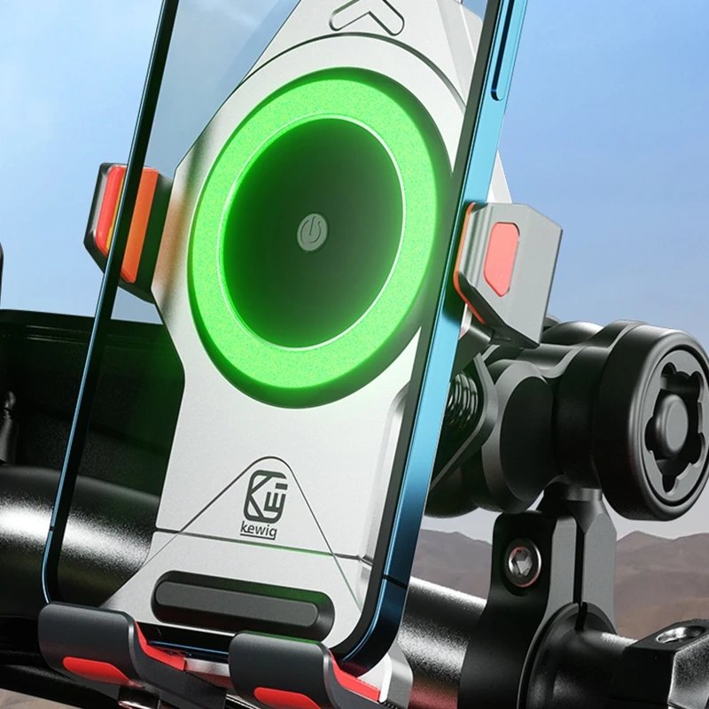 Motorcycle Mobile Phone Holder Shock Absorption Waterproof 15W Wireless Charging Full Aluminum Alloy Motorbike Handlebar Bracket