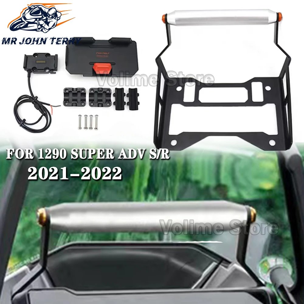 Motorcycle GPS Phone Holder USB & Wireless Charger Navigation Bracket Mount Stand NEW For 1290 SUPER ADV ADVENTURE S R 2021 2022