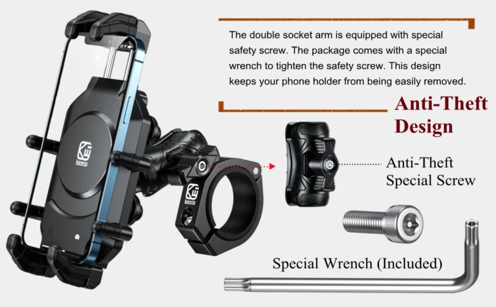 Phone Mount with Vibration Dampener Heavy Duty for UTV Roll Cage Cellphone Holder Fit on 1.5''/1.65''/1.75''/1.85''/2'' Roll Bar