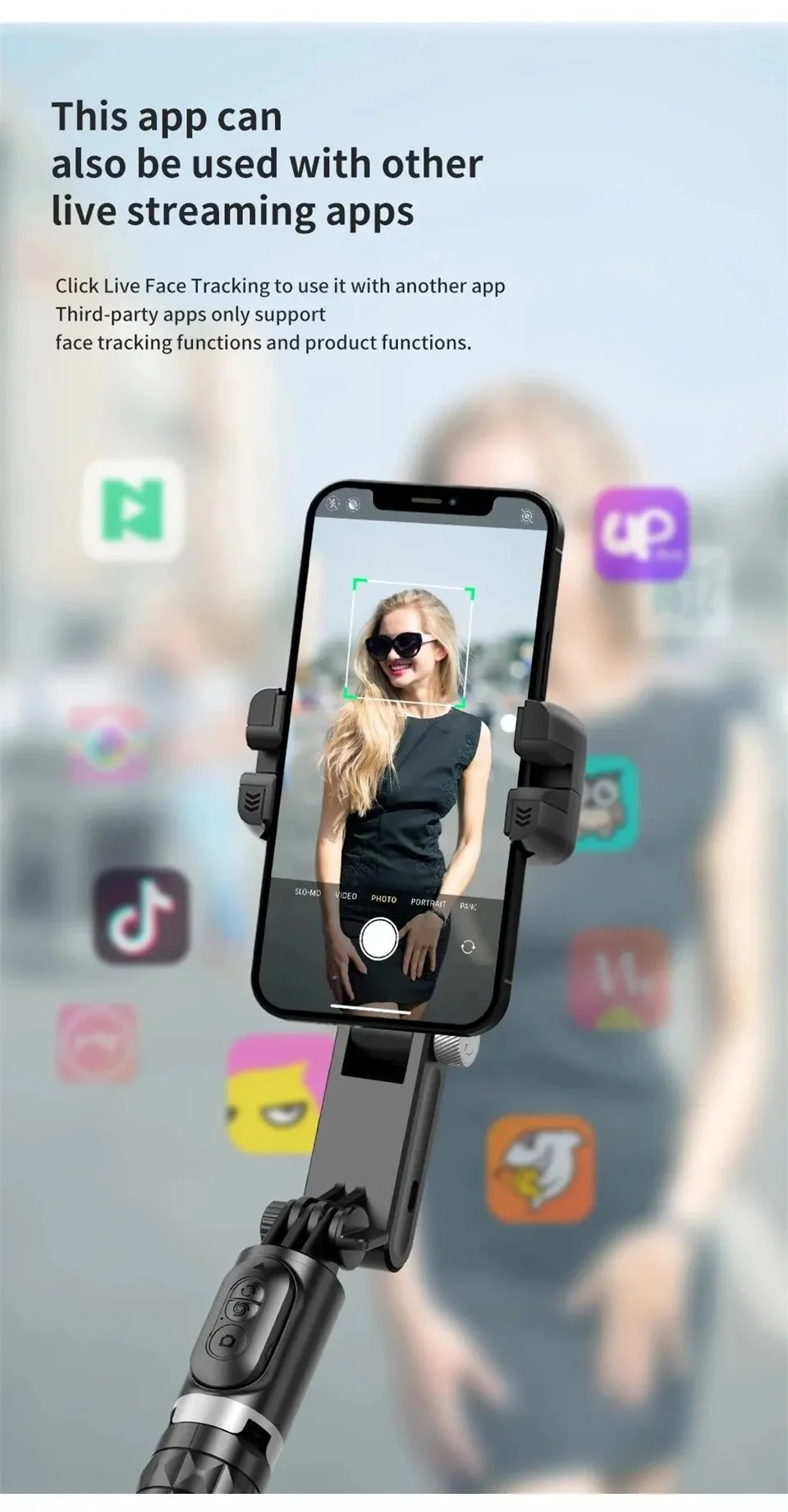 Desktop Following the shooting Mode Gimbal Stabilizer Selfie Stick Tripod with Fill Light for iPhone Cell Phone Smartphone