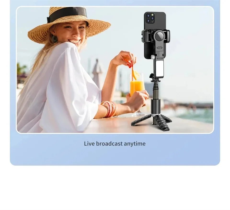 Desktop Following the shooting Mode Gimbal Stabilizer Selfie Stick Tripod with Fill Light for iPhone Cell Phone Smartphone