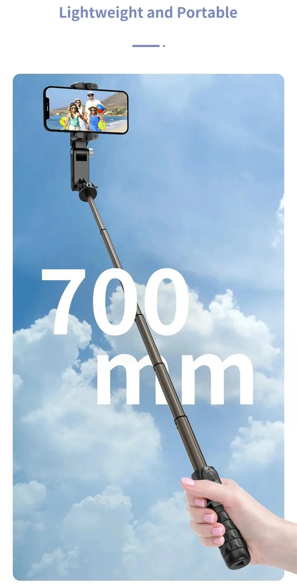 Desktop Following the shooting Mode Gimbal Stabilizer Selfie Stick Tripod with Fill Light for iPhone Cell Phone Smartphone