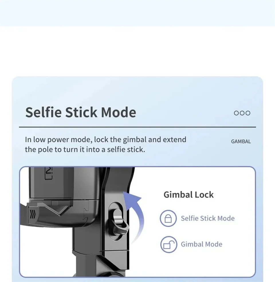 Desktop Following the shooting Mode Gimbal Stabilizer Selfie Stick Tripod with Fill Light for iPhone Cell Phone Smartphone