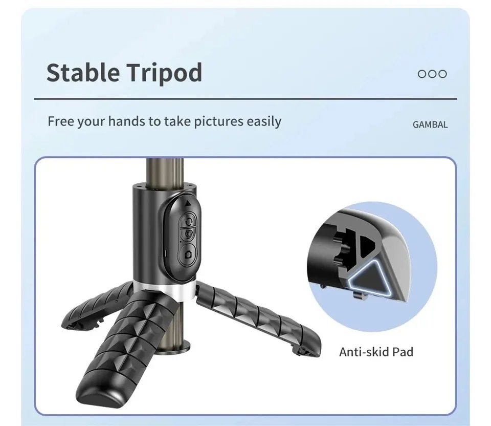 Desktop Following the shooting Mode Gimbal Stabilizer Selfie Stick Tripod with Fill Light for iPhone Cell Phone Smartphone