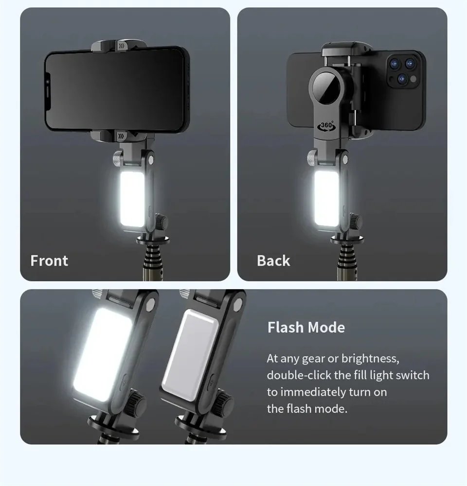 Desktop Following the shooting Mode Gimbal Stabilizer Selfie Stick Tripod with Fill Light for iPhone Cell Phone Smartphone