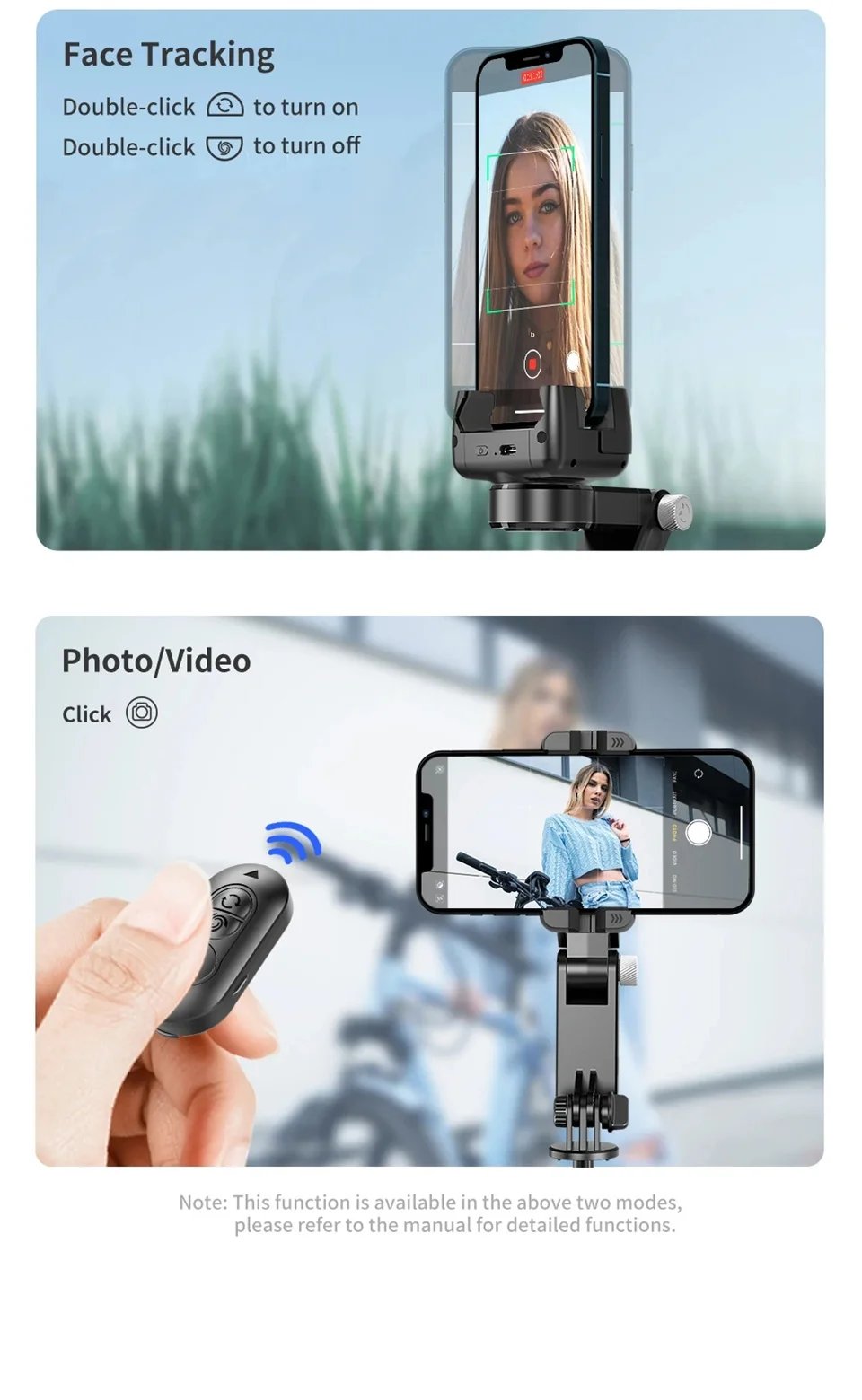 Desktop Following the shooting Mode Gimbal Stabilizer Selfie Stick Tripod with Fill Light for iPhone Cell Phone Smartphone